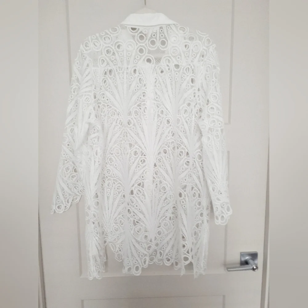 Adiva White Lace Button-Up Shirt - Picture 6 of 7